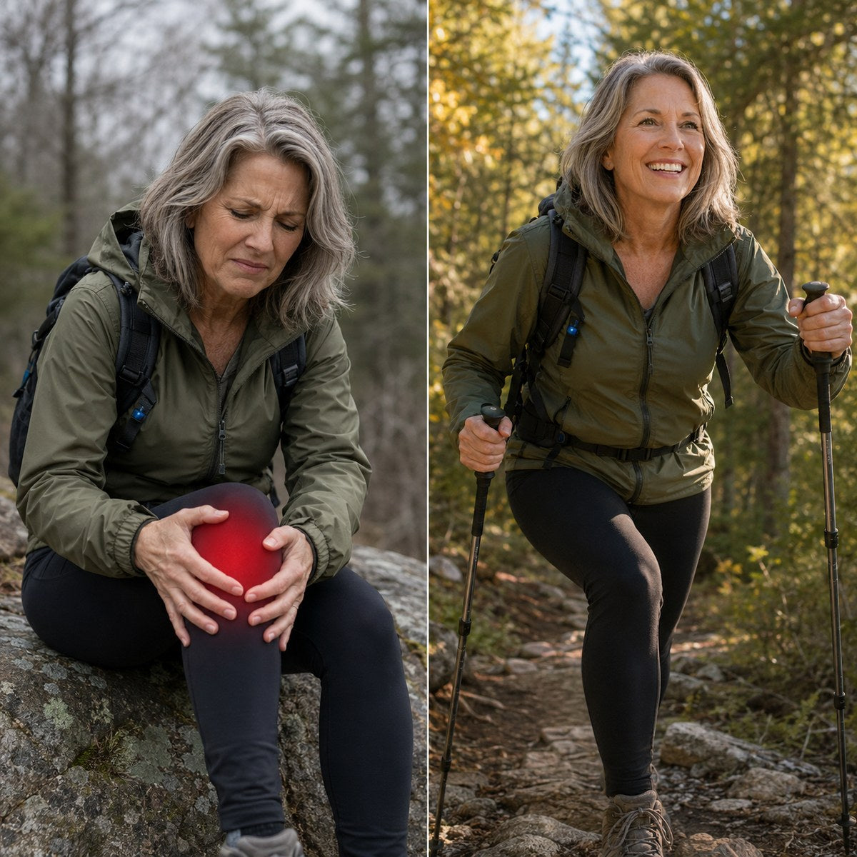 AgeAura knee before after hiking split