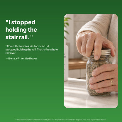 AgeAura customer review - I stopped holding the stair rail - Elena, 67