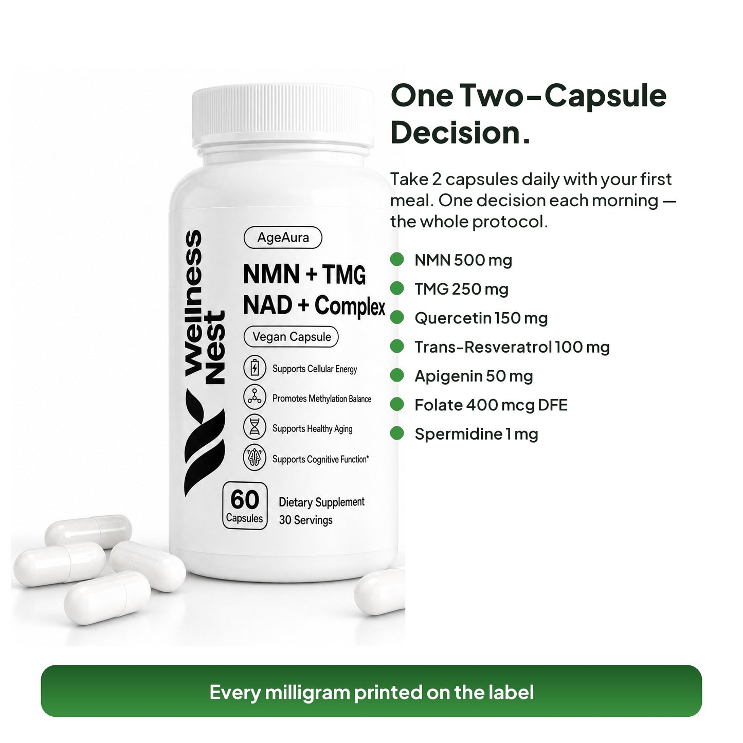 AgeAura suggested use - take 2 capsules daily with your first meal